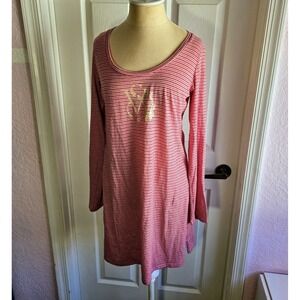 Victoria's Secret Size M Angel‎ Sleep Shirt  Red And White Striped Cotton Blend